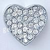 pulsera de diapositiva de esmalte de aleación de zinc, Corazón, con diamantes de imitación, 14x15x4.5mm, Vendido por UD