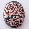 Polymer Clay Jewelry Beads, Oval, with flower pattern Approx 2mm 