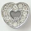 pulsera de diapositiva de esmalte de aleación de zinc, Corazón, con diamantes de imitación, 12x13x5mm, Vendido por UD
