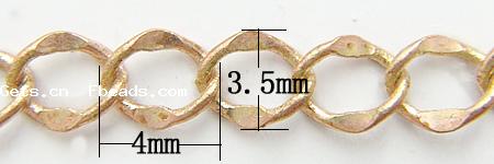Латунная цепочка с овальными звеньями, Латунь, Другое покрытие, твист овал, Много цветов для выбора, не содержит кадмий, 4x3.5mm, 100м/Strand, продается Strand