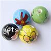 Brushwork Porcelain Beads, Round, printing, mixed colors, 12mm, 14mm Approx 3mm 
