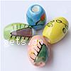 Brushwork Porcelain Beads, Drum, mixed colors Approx 6mm 