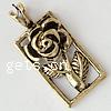 Zinc Alloy Jewelry Pendants, Rectangle, plated, with flower pattern Approx 3mm 