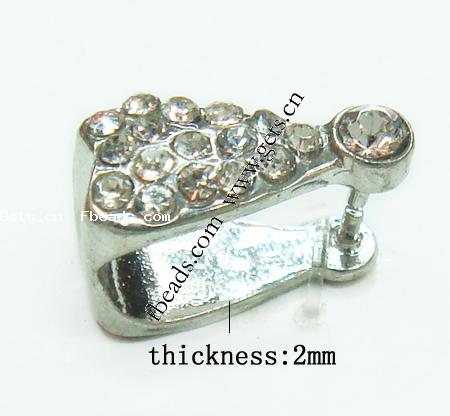 Zinc Alloy Pinch Bail, with Rhinestone, more colors for choice, cadmium free, 14x7x2mm, Sold By PC