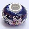 Brass Core European Porcelain Beads, with Brass, Rondelle, without troll & decal, dark blue Approx 5.5mm 