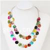 Shell Necklace, Flat Round, multi-colored, 15mm Approx 20.5 Inch 