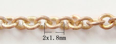 Brass Oval Chain, plated, more colors for choice, cadmium free, 2x1.8x0.5mm, 100m/Strand, Sold By Strand