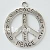 Zinklegierung Frieden Anhänger, Frieden Logo, Wort Frieden, plattiert, mit Brief Muster, keine, 41x41x1.5mm, Bohrung:ca. 3.5mm, verkauft von PC