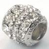 Rhinestone Zinc Alloy European Beads, Drum, plated, with Mideast rhinestone & without troll Approx 6mm 