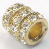 Rhinestone Zinc Alloy European Beads, Tube, plated, with Mideast rhinestone & without troll Approx 6mm 