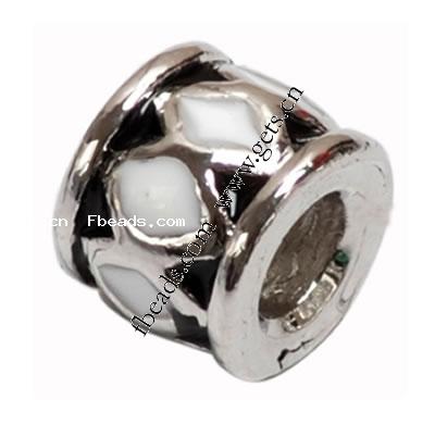 Enamel Zinc Alloy European Beads, Tube, plated, without troll & large hole, more colors for choice, 5x7mm, Hole:Approx 4.2mm, Sold By PC