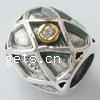 Rhinestone Thailand Sterling Silver European Beads, Drum, with rhinestone & large hole Approx 5mm 
