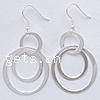 Sterling Silver Drop Earring, 925 Sterling Silver, Donut, plated 