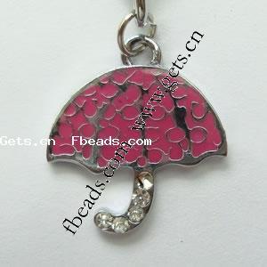 Zinc Alloy Tool Pendants, Umbrella, plated, enamel & with rhinestone, more colors for choice, 28x25x3mm, Sold By PC