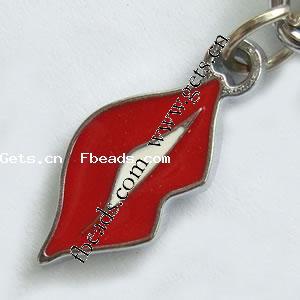 Zinc Alloy Lip Pendant, plated, enamel, more colors for choice, 23x10x2mm, Sold By PC