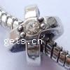 Rhinestone Zinc Alloy European Beads, Letter X, plated, with Mideast rhinestone & without troll Approx 4.5mm 