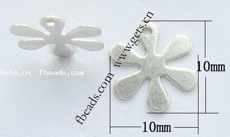 Etiqueta de plata de rey, plata de ley 925, Flor, chapado, más colores para la opción, 10x10x0.5mm, agujero:aproximado 1mm, Vendido por UD