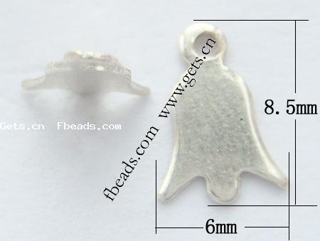 Sterling Silver Tag, 925 Sterling Silver, Bell, plated, more colors for choice, 8.5x6x0.5mm, Hole:Approx 1mm, Sold By PC