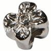 Rhinestone Zinc Alloy European Beads, Flower, plated, with Mideast rhinestone & without troll Approx 4.5-5mm 