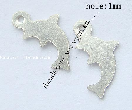 Sterling Silver Tag, 925 Sterling Silver, Dolphin, plated, more colors for choice, 9x5x0.5mm, Hole:Approx 1mm, Sold By PC