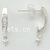 Sterling Silver Earring Stud Component, 925 Sterling Silver, plated, with cubic zirconia 