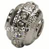 Rhinestone Zinc Alloy European Beads, Rondelle, plated, with Mideast rhinestone & without troll Approx 4.5-5mm 