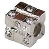 Rhinestone Zinc Alloy European Beads, Cube, plated, with Mideast rhinestone & without troll Approx 4.5-5mm 