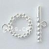 Sterling Silver Toggle Clasp, 925 Sterling Silver, Round, plated, textured & single-strand 11.5mm Approx 1.5mm 