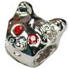 Rhinestone Zinc Alloy European Beads, Cat, plated, with Mideast rhinestone & without troll nickel free Approx 4.5-5mm 