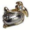 Rhinestone Zinc Alloy European Beads, Bird, plated, with Mideast rhinestone & without troll & two tone Approx 4.5-5mm 