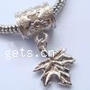 Zinc Alloy European Pendants, Leaf, plated, without troll Approx 7mm 