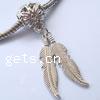 Zinc Alloy European Pendants, Leaf, plated, without troll Approx 5mm 