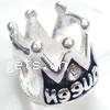 No Troll Thailand Sterling Silver European Beads, Crown, without troll Approx 4.5mm 