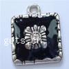 Zinc Alloy Enamel Pendants, Square, plated, with rhinestone Approx 1mm 