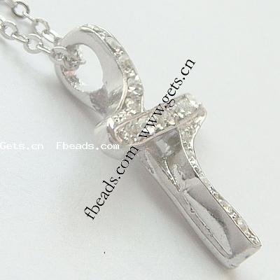 Zinc Alloy Cross Pendants, plated, with rhinestone, more colors for choice, 27x23x7mm, Sold By PC