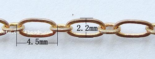 Латунная цепочка с овальными звеньями, Латунь, Другое покрытие, Овальный цепь, Много цветов для выбора, не содержит кадмий, 4.5x2.2x0.3mm, 2.5x2x0.4mm, 100м/Strand, продается Strand