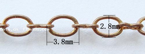 Латунная цепочка с овальными звеньями, Латунь, Другое покрытие, Овальный цепь, Много цветов для выбора, не содержит кадмий, 3.8x2.8x0.4mm, 3.2x2x0.4mm, 100м/Strand, продается Strand