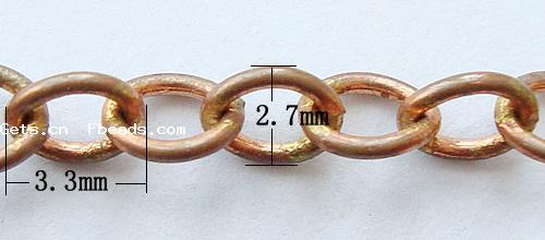 Brass Oval Chain, plated, more colors for choice, cadmium free, 3.3x2.7x0.5mm, 100m/Spool, Sold By Spool