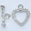 Zinc Alloy Toggle Clasp, Heart, textured & single-strand nickel, lead & cadmium free Approx 3mm 