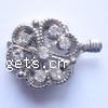 Zinc Alloy Box Clasp, Flower, plated, with Mideast rhinestone & single-strand nickel free Approx 1mm 