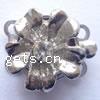Zinc Alloy Box Clasp, Flower, plated, with Mideast rhinestone nickel free Approx 1mm 