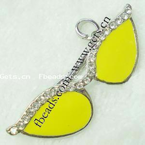 Zinc Alloy Tool Pendants, Glasses, plated, enamel & with rhinestone, more colors for choice, 75x23x9mm, Sold By PC