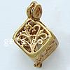 Hollow Brass Pendants, Square, plated Approx 3mm 