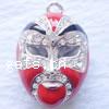 Character Shaped Zinc Alloy Pendants, Mask, plated, with Mideast rhinestone & enamel nickel free Approx 3mm 