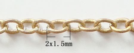 Brass Oval Chain, more colors for choice, cadmium free, 2x1.5mm, 100m/Strand, Sold By Strand