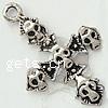 Zinc Alloy Cross Pendants, plated, with skull pattern Approx 3mm 