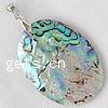 Zinc Alloy Shell Pendants, Abalone Shell, with Zinc Alloy, Flat Oval, platinum color plated Approx 4mm 