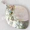 Zinc Alloy Shell Pendants, Mosaic Shell, with Zinc Alloy, platinum color plated Approx 4mm 