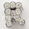 Zinc Alloy Letter Slide Charm, Letter R, platinum color plated, with Mideast rhinestone, nickel, lead & cadmium free Approx 