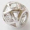 Cubic Zirconia Sterling Silver European Beads, 925 Sterling Silver, Drum, plated, without troll & with cubic zirconia 